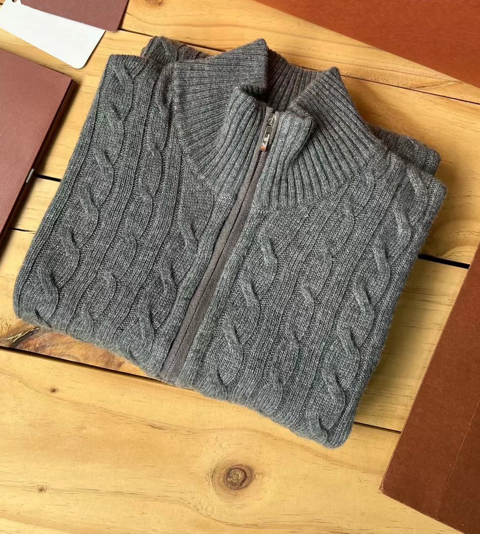 Autumn Winter L*P Men's Cashmere Half-Zip Knitted Long-Sleeved Top Male Fashion Pullover Sweater