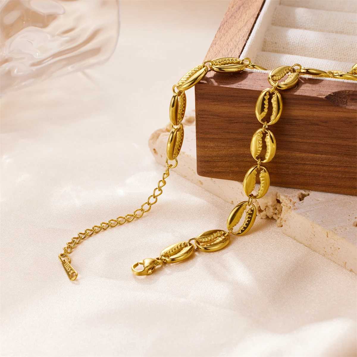 18k Gold Plated Stainl Steel Shell Chain Necklace For Men Women Choker Jewelry Birtay GiftX241123