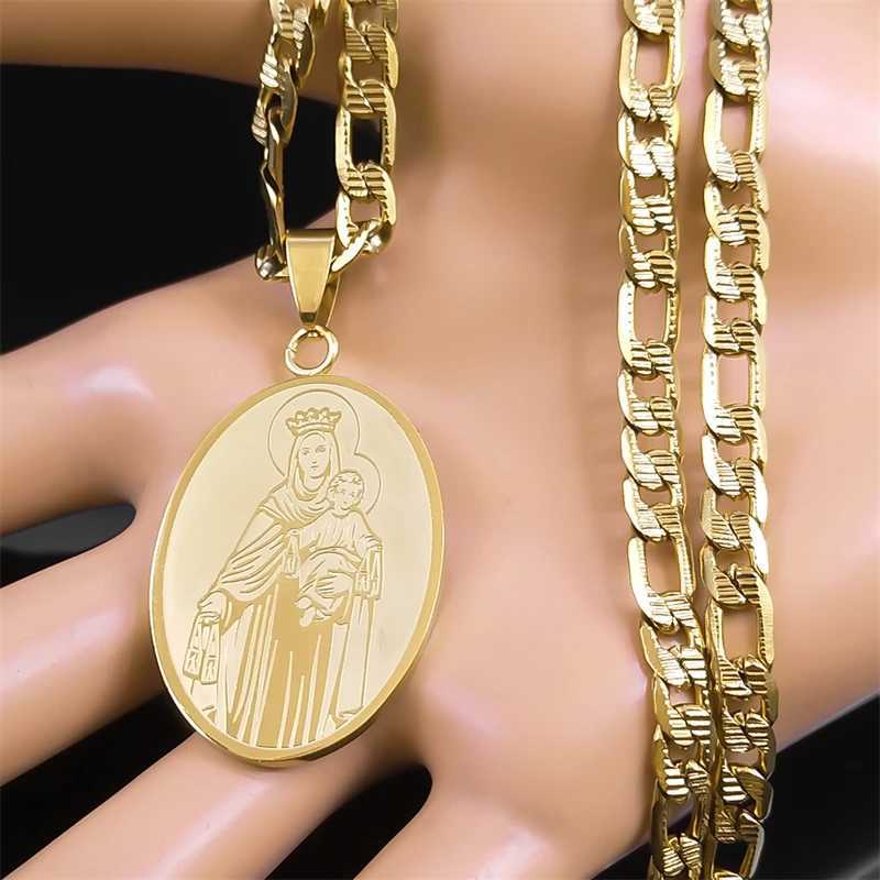 Classic Virgin Mary Pendant Necklace for Women Men Stainl Steel Gold Plated Catholic Mother Mary Necklaces Jewelry NZZZ140S05X241123
