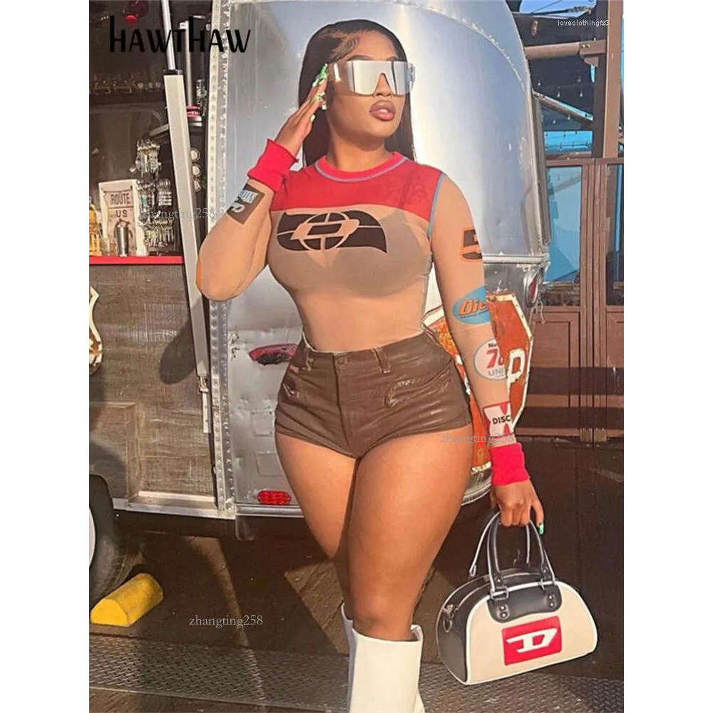 Women's T Shirts Women Fashion Long Sleeve Mesh Printed Graphic Shirt Tops Tees 2023 Summer Clothes Wholesale Items For Business