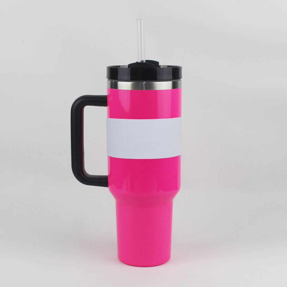 Ready To Ship 40oz Tumblers H2.0 Stainless Steel Cups Silicone handle Lid Straw 2nd Generation Car 40 oz mugs Water Bottles 20 color