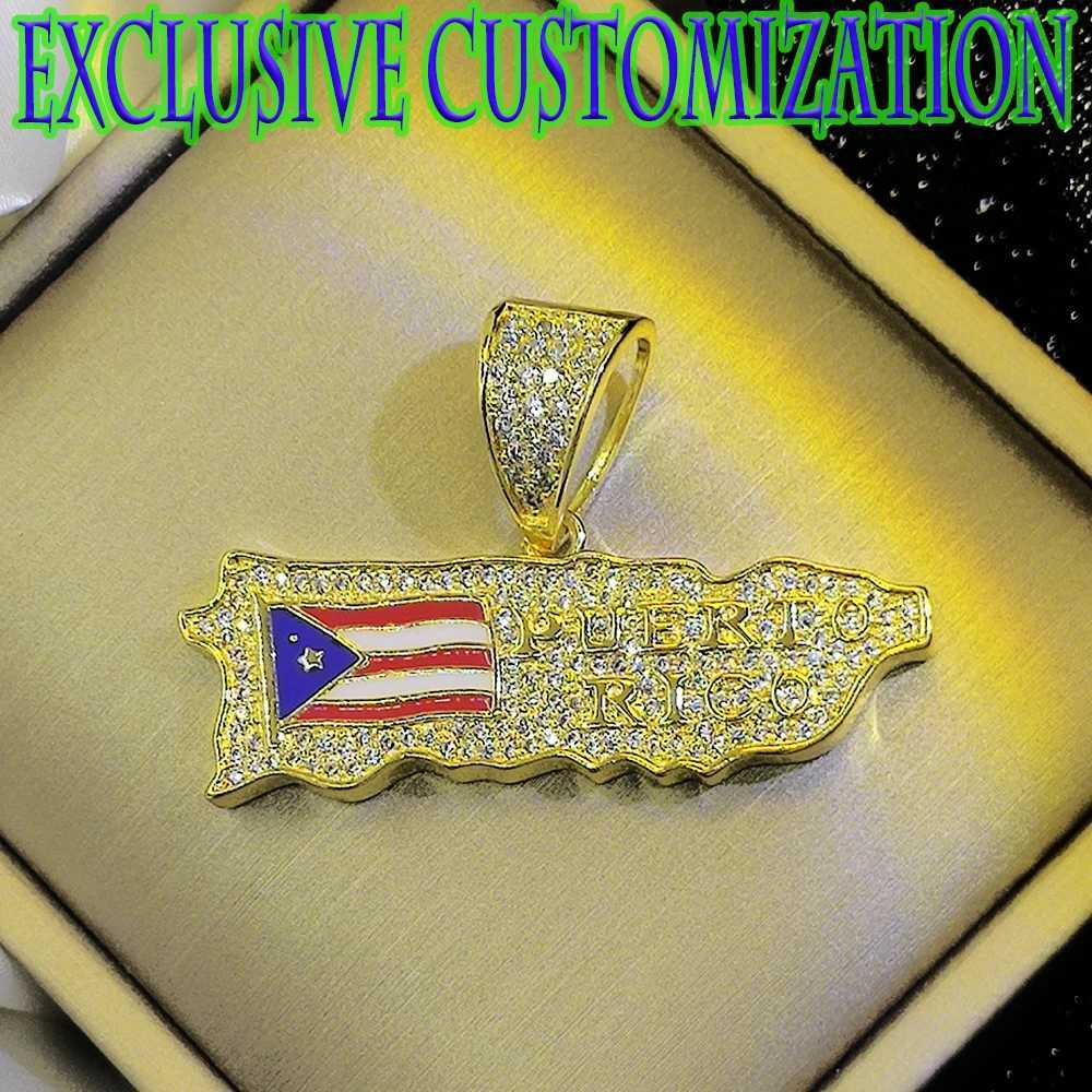 Premium custom gold necklace. Fl Diamond UK Graffiti Flag 18K Gold Plated Classic Craftsmanship Hip Hop New Fashion X2502241