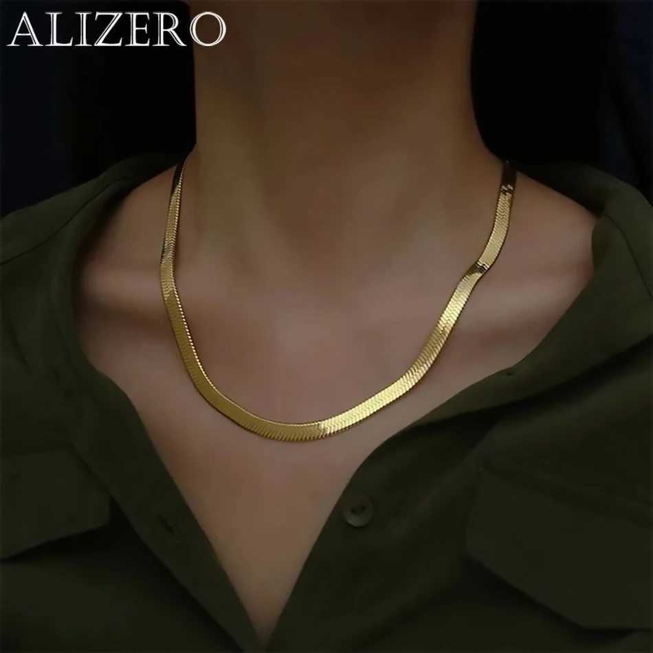 ZERO 18K gold 4mm flat chain necklace 18/20/22/24 inches womens fashion hip-hop blade chain exquisite jewelry wholesale X241123