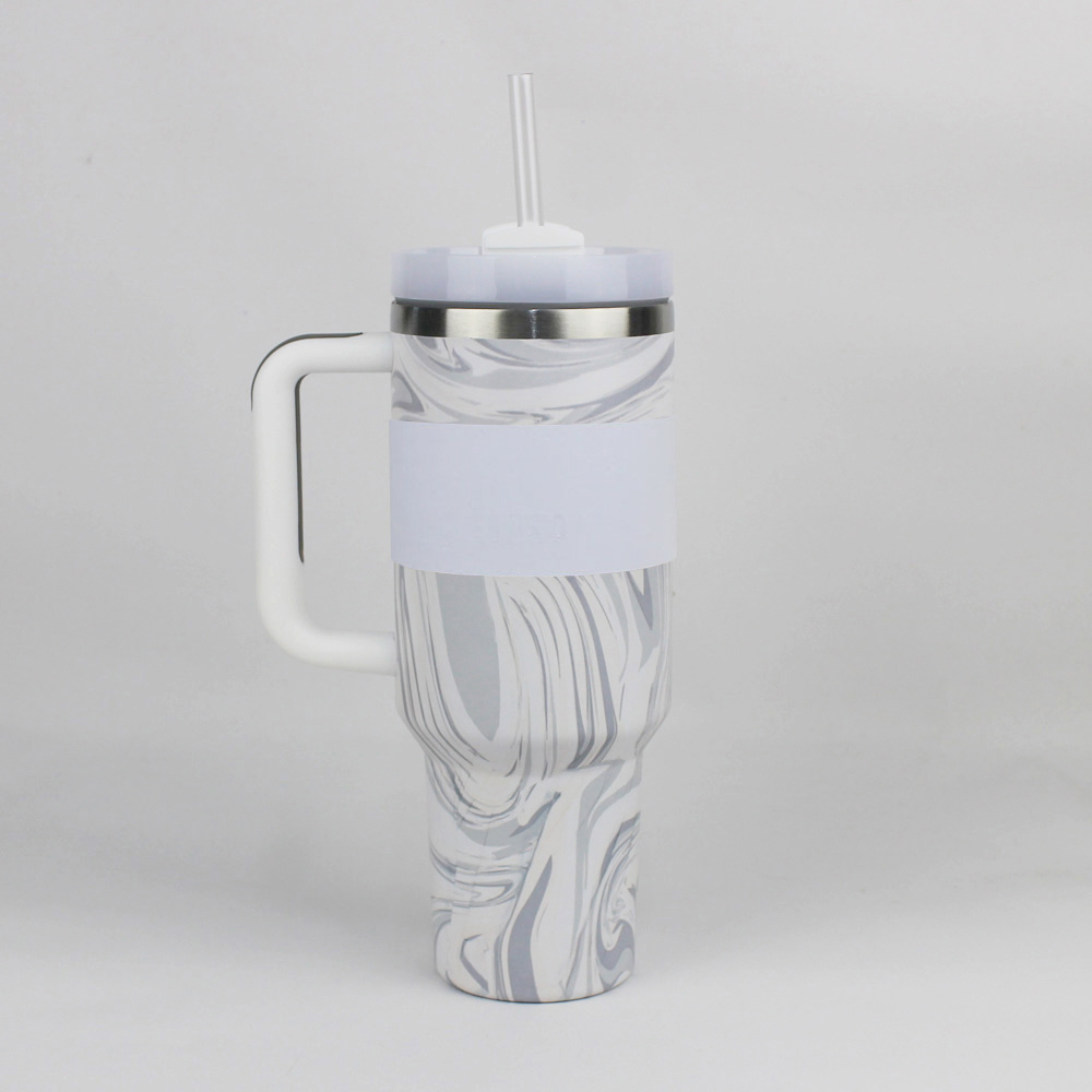 Ready To Ship 40oz Tumblers H2.0 Stainless Steel Cups Silicone handle Lid Straw 2nd Generation Car 40 oz mugs Water Bottles 20 color