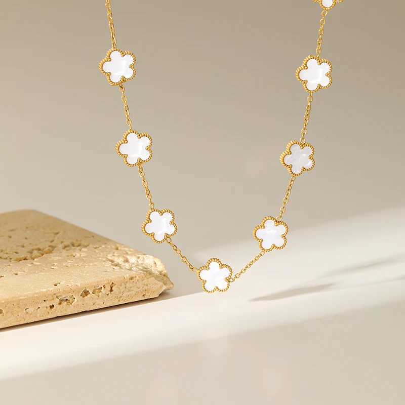 EILIECK 316L stainless steel white plum blossom necklace womens fashion party gift necklace chain jewelry X241123