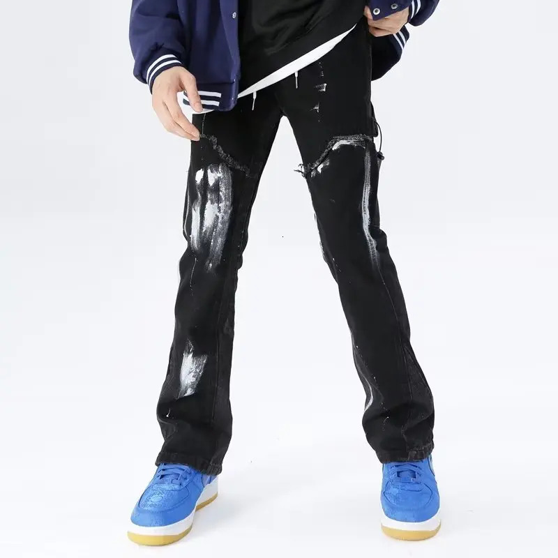 Cyber Y2K Fashion Washed Blue Baggy Flared Jeans Pants For Men Clothing Straight Hip Hop Women Denim Trousers Ropa Hombre 240420