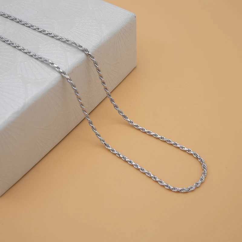 MIQIAO 925 Pure Silver Rope Chain White Gold Rose Gold Color Length 40 45 50 55 60 65 70 80 cm Width 1.0 1.5 2.3 MM Mens Necklace X241123