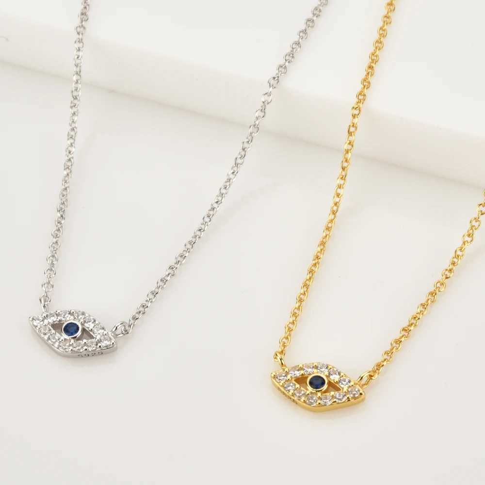ANDYWEN Winter 925 Pure Silver Evil Eye Blue Transparent Zircon Bracelet Luxury Jewelry Pendant Necklace Clip Rock Punk X241123