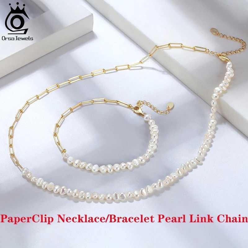Rinntin Silver 925 Real Paperclip Neck Chain with 14k Gold Plated Fashion Chain Necklaces for Wen Men Silver Jewelry SC39 X250516