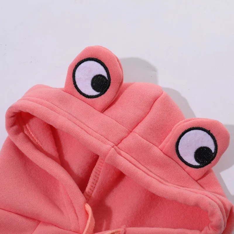 Autumn Winter Dog Hoodies for Small Dogs Cat Cute Frog Print French Bulldog Puppy Soft Warm Fleece Costume Chihuahua Sweatshirts