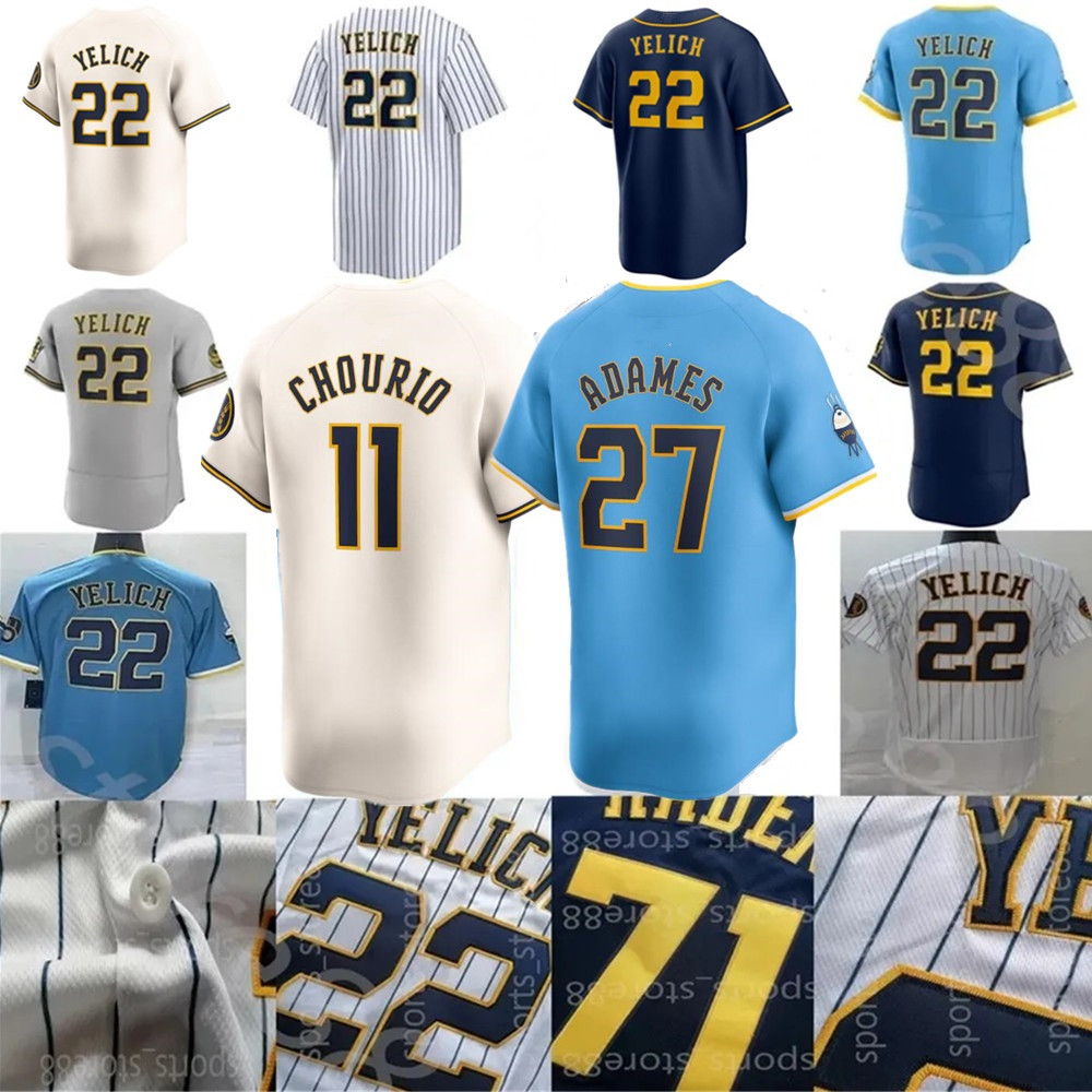 Custom S-4XL 11 Jackson Chourio Christian 22 Yelich 10 Sal Frelick Jersey Willy Adames Luis Urias Contreras Rowdy Corbin Burnes Yount Mitchell Perkins Brice Turang