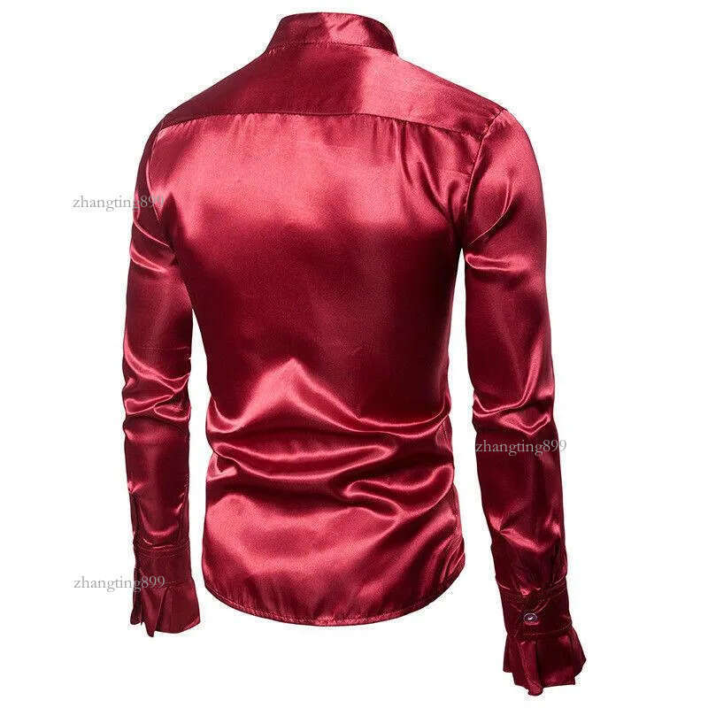 Men's Dress Shirts Autumn Arrival Mens Slim Frill Ruffle Stand Collar Fancy Clothing Wedding Party Stylish Formal Shirt Tops S-2XL - view 7