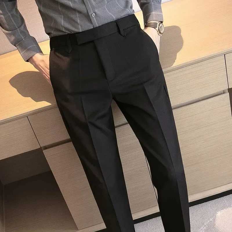 British mens suit pants brown black fashionable formal business casual pants straight slim fit mens Trouser official wedding dress W24241123