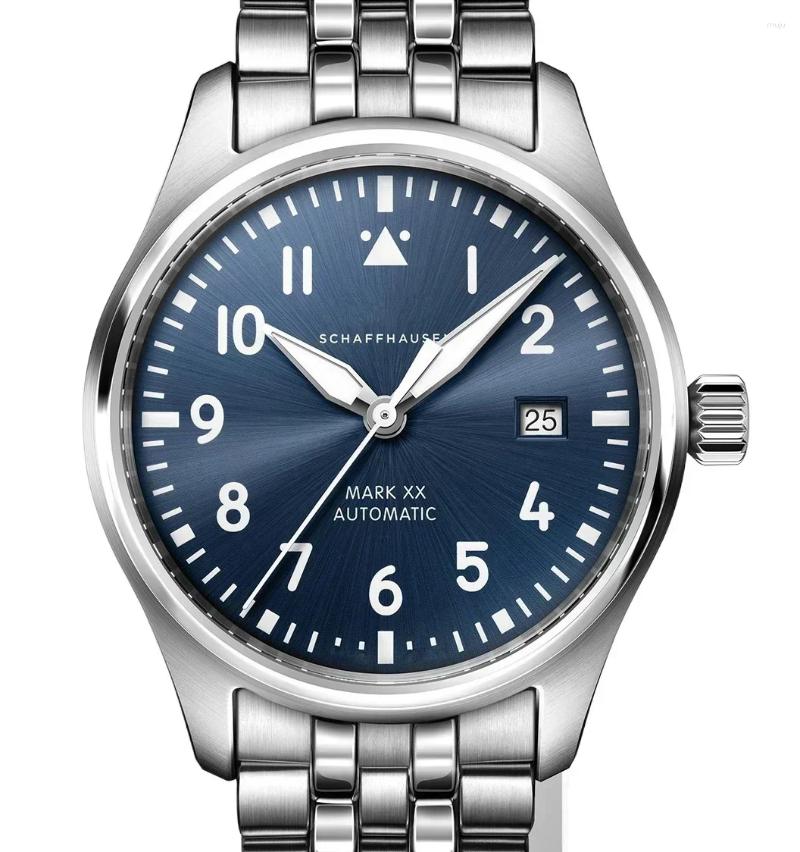 Wristwatches Luxury Automatic Watch For Men Mechanical Watches Stainless Steel Strap Black Blue Pilots MARK XX 40mm