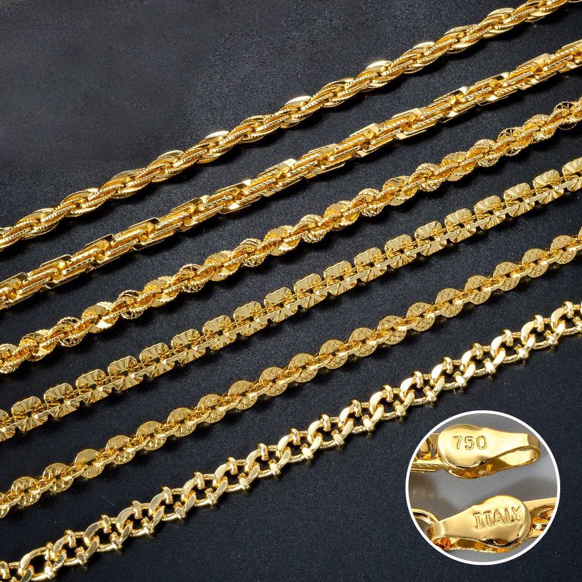 Fashion luxury Italy 750 18k gold plated Copper Link Chain Necklace For Women Jewelry Man Neck Accories Charms Party GiftX241123