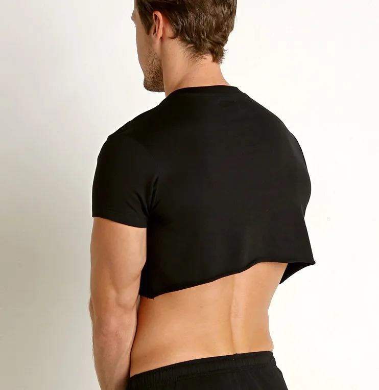 Summer Mens Super Short T - Shirt Gym Coat Sport Bottom Sexy Stage Costume 240415