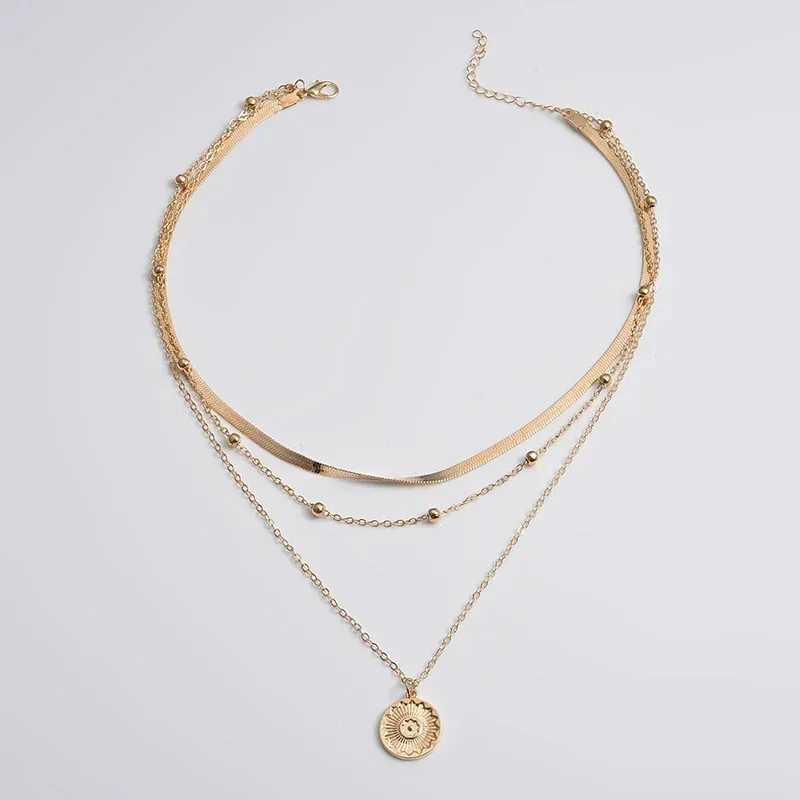 925 sterling silver three-layer round necklace suitable for women simple snake chain charming ball chain party gift womens exquisite jewelry X241123