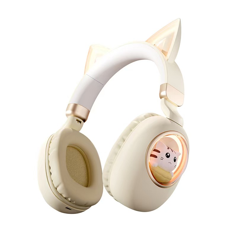 MS-B5 Cat Ear Head Mounted Bluetooth Earphones with Long Battery Life and Glowing Wireless Earphones for Children are The Best Gift