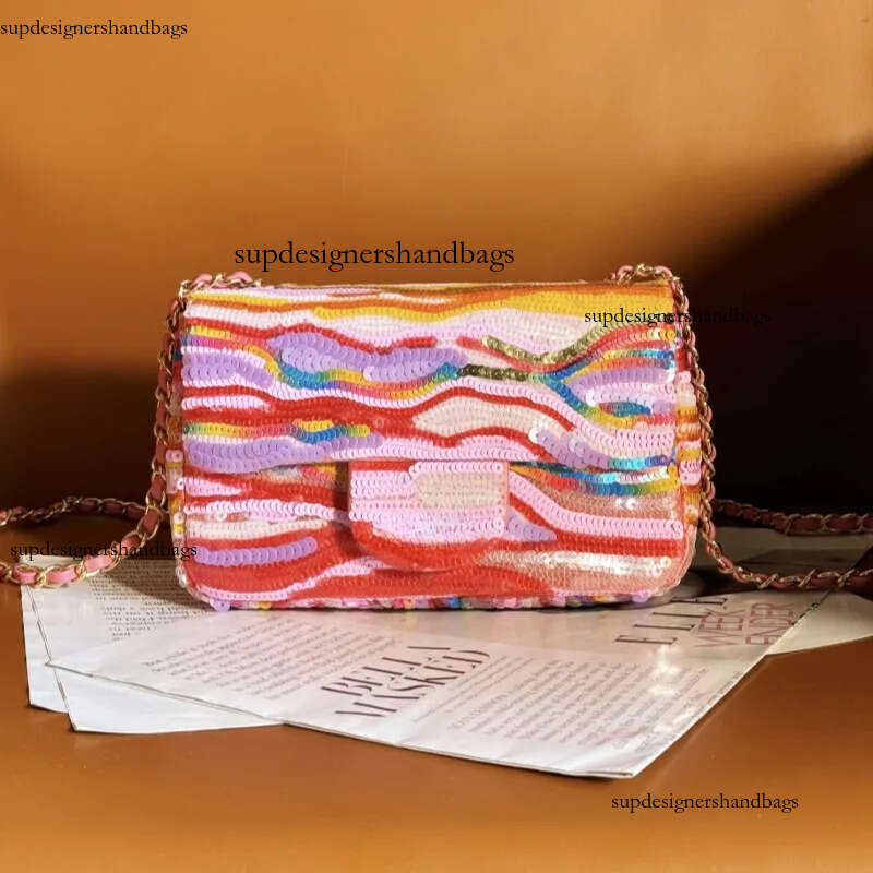 10A Retro Mirror Quality Designers single shoulder practical women's saddle handbag crossbody sequin bar bag