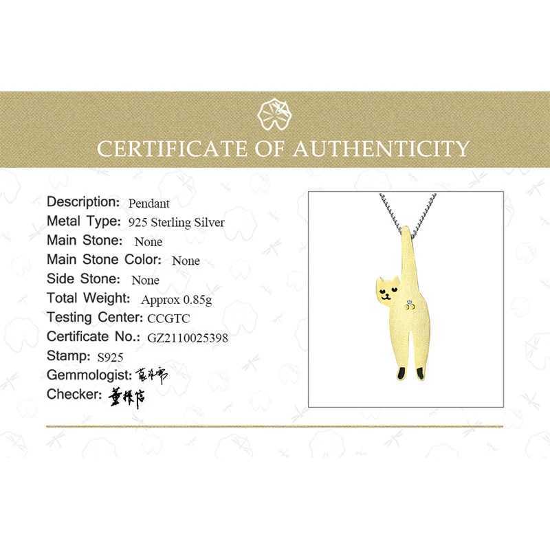 Lotus Fun 18K Gold Long Naughty Fashion Cute Cat Pendant 925 Pure Silver Chain and Necklace X241123
