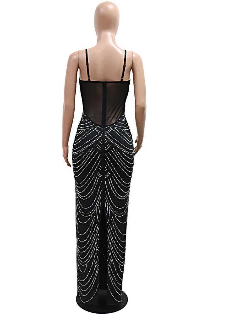 Beyprern Beautif Gold Bead Body Dress Sparkling Pearl Rhine Long Dress Birthday Party Dress New Year Dress M241123