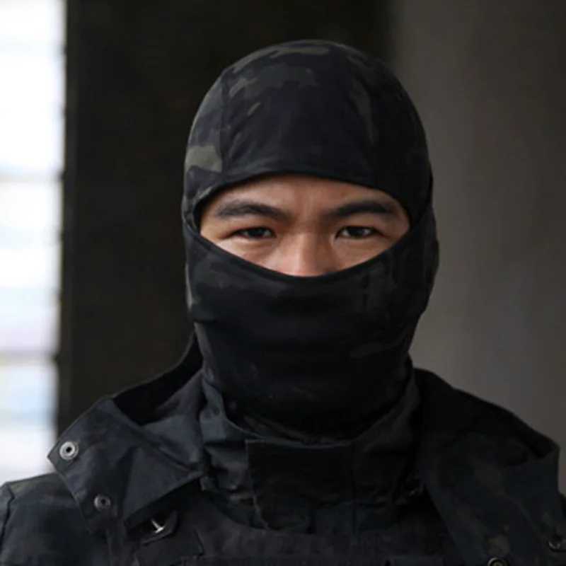 Camouflage Balaclava full face scarf outdoor skiing bike full face cover winter neck warmth tactical scarf hat helmet liningW241123
