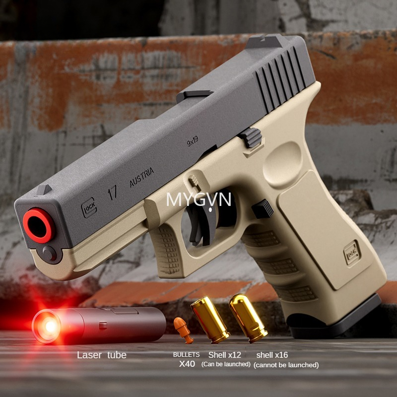 Multi-functional Soft Bullets Laser Toy Gun Shell Ejected Manual Continous Firing Pistol Double Magazine with Target Outdoor Game Cs Prop Gifts for Bo