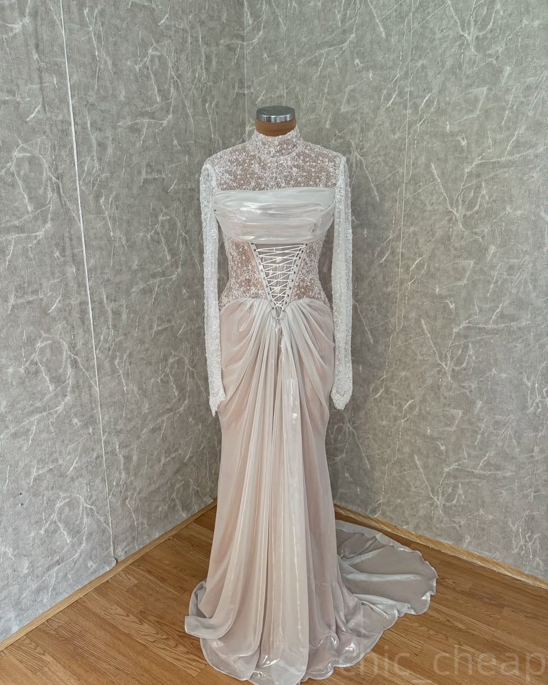 Lace Ivory Mermaid Prom Dresses 2024 Illusion Satin Full Sleeves Evening Formal Party Second Reception Birthday Gowns Dress For Special Occasions