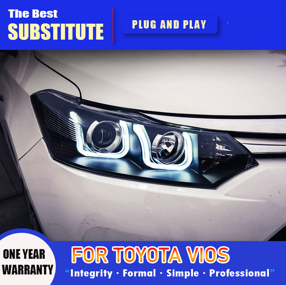 LED Headlight for Toyota Vios 2008-20 16 LED Headlights Signal Lights Day Running Light DRL Angel Eyes