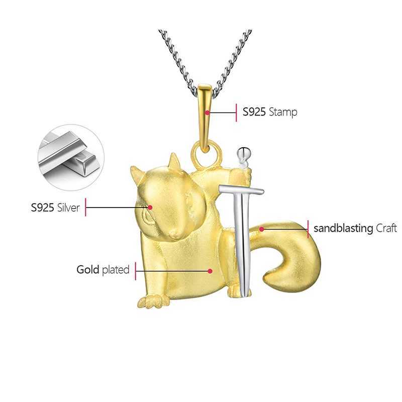 Lotus Fun 18K gold cute squirrel pendant genuine 925 sterling silver animal necklace womens original fashion jewelry X241123
