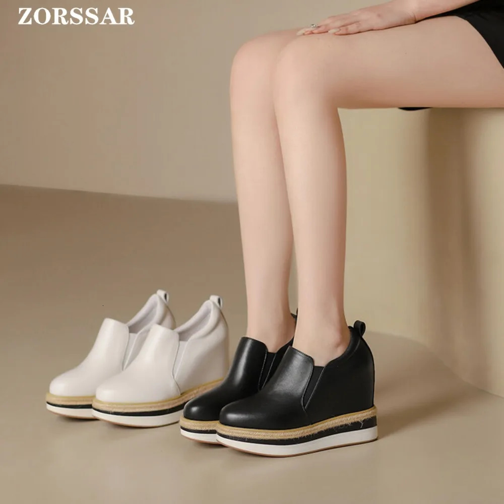 12cm leather platform wedge womens sports shoes hidden high heels casual breathable height increased white vulcanized shoes 241122 - view 3