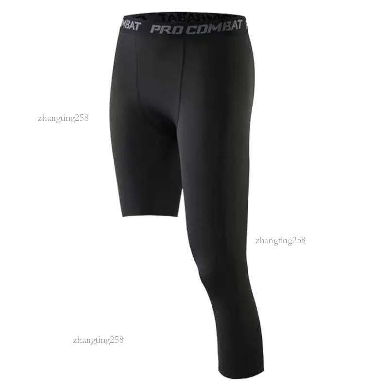 Men's Pants Men One Leg Compression 3/4 Capri Tights Athletic Basketball Base Layer