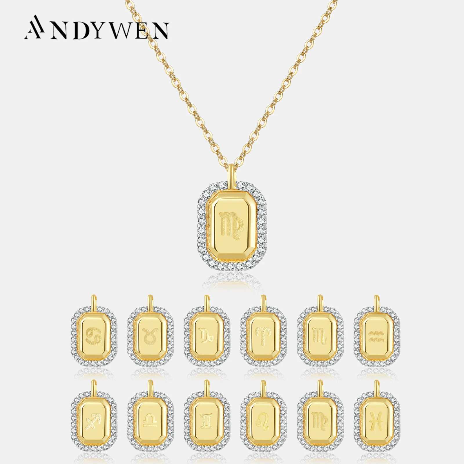 ANDYWEN 925 sterling silver gold 12 zodiac birthday womens necklace classic luxury womens exquisite jewelry 2023 birthday gift X241123