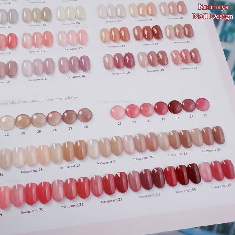 Rormays Ice Transparent Bare gel Polishing 35PCS Jade Grease Bare Varnish gel UV LED Impregnating Primer Pink gel Salon Art Wholesale Factory 15ML