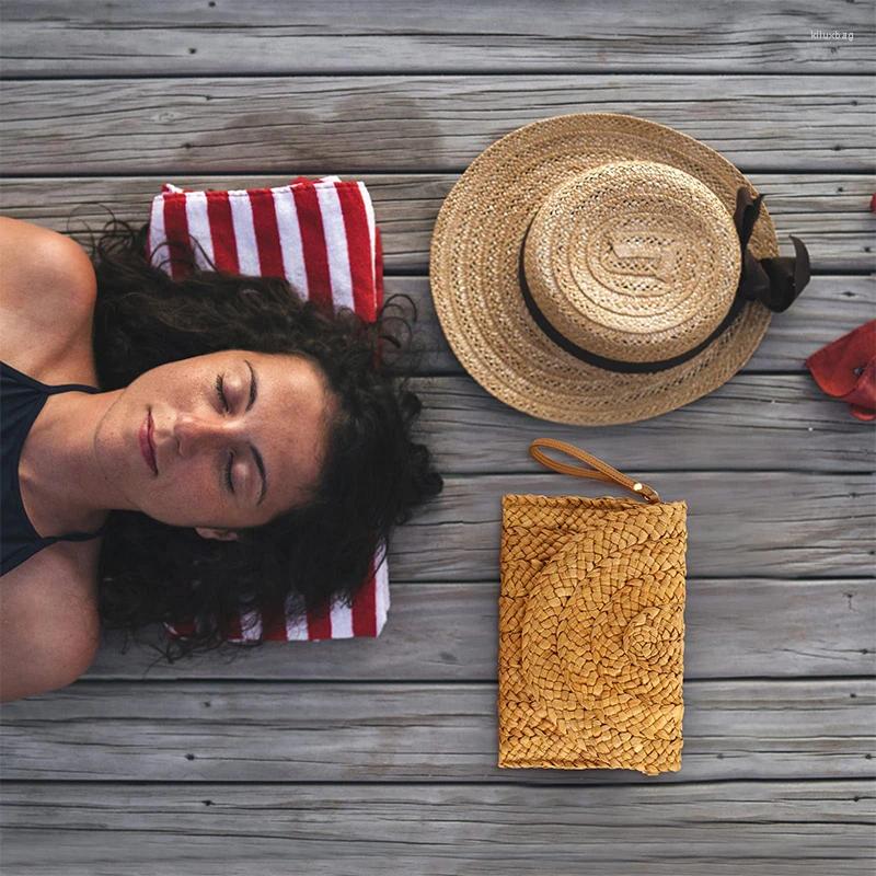 Shoulder Bags YYW Straw Envelope Clutch Handbag Women Summer Crossbody Bag With Strap Casual Handmade Woven Rattan Lady Purse Wallets B2