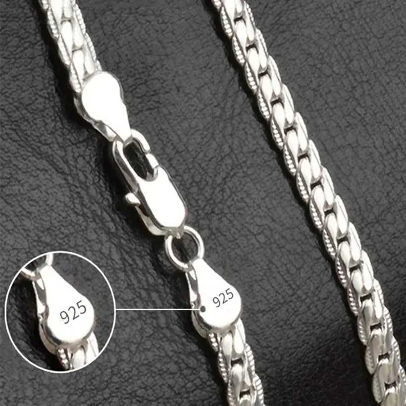 Newly arrived 925 sterling silver 6MM 18K gold full side Figaro chain necklace suitable for women and men fashion wedding designer jewelry X241123
