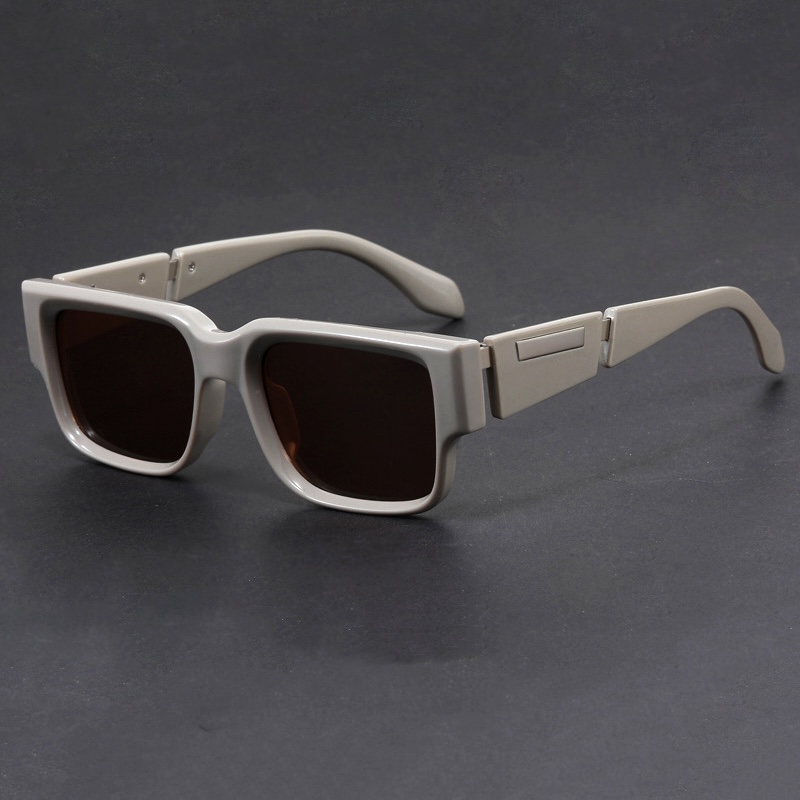 Oversized Square Sunglasses Men Oversized Big Glasses Vintage Women Goggles Gothic Y2K Futuristic Cool INS Niche Circular High-end Sturdy Metal inlay 