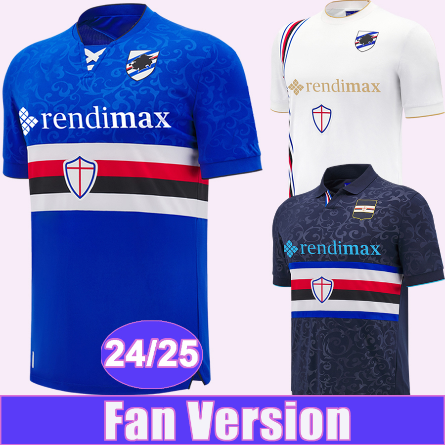 24 25 Sampdoria Mens Soccer Jerseys CODA TUTINO ESTANIS BORINI BARRECA RICCIO KASAMI VENUTI GIORDANO Home Away 3rd Football Shirts Adult Uniforms