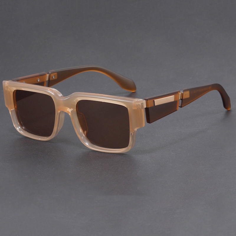 Oversized Square Sunglasses Men Oversized Big Glasses Vintage Women Goggles Gothic Y2K Futuristic Cool INS Niche Circular High-end Sturdy Metal inlay 