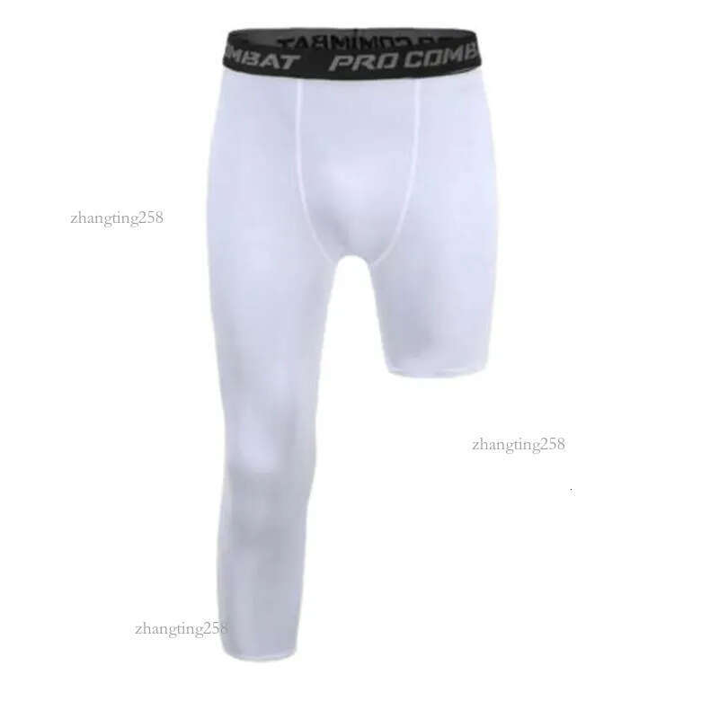 Men's Pants Men One Leg Compression 3/4 Capri Tights Athletic Basketball Base Layer