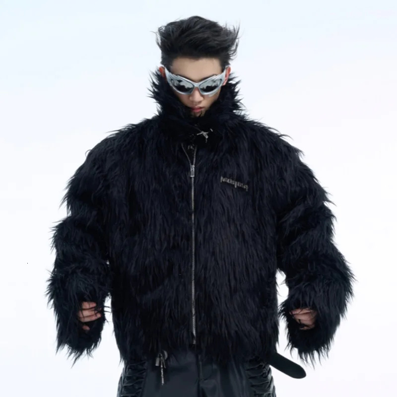 FEWQ Mens Short Clip Cleki Metal Leather Buckle n s mink fur thick plush top mens jacket 24E5178 241122