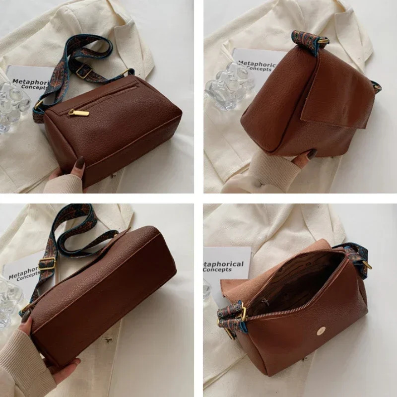 Solid Leather Tote Crossbody Bag for Women 2023 Tend Female Simple Shoulder Side Quality Handbags and Purses 240415