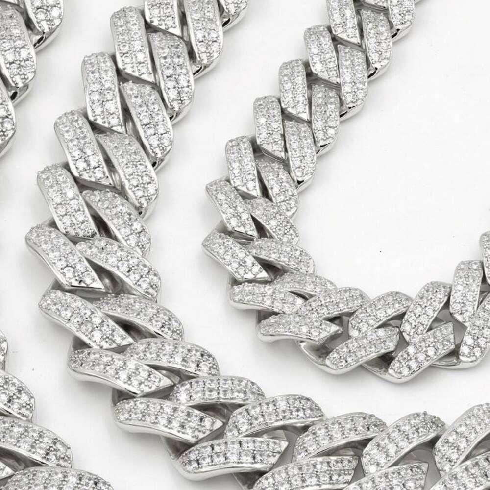 Aaa Gems Mens Hip Pop Jewelry 10mm 925 Sterling Silver Iced Out Vvs Moissanite Monaco Cuban Link Chain Necklace