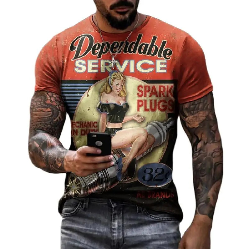 Summer Mens T Shirts Oversized Loose Clothes Vintage Short Sleeve Fashion America Route 66 Letters Printed O Collared shirts 240419