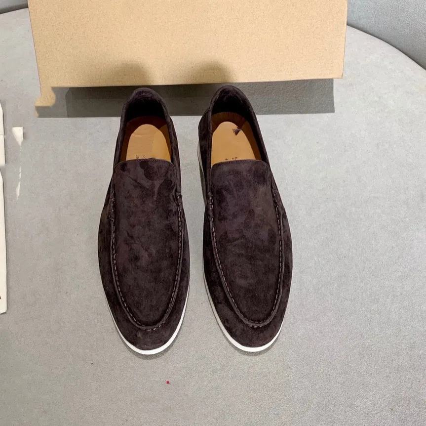 LP Couples shoes Summer Walk Charms embellished suede loafers Moccasins Genuine leather casual flats Men Luxury Designer Dress shoes factory footwear size35-46 box