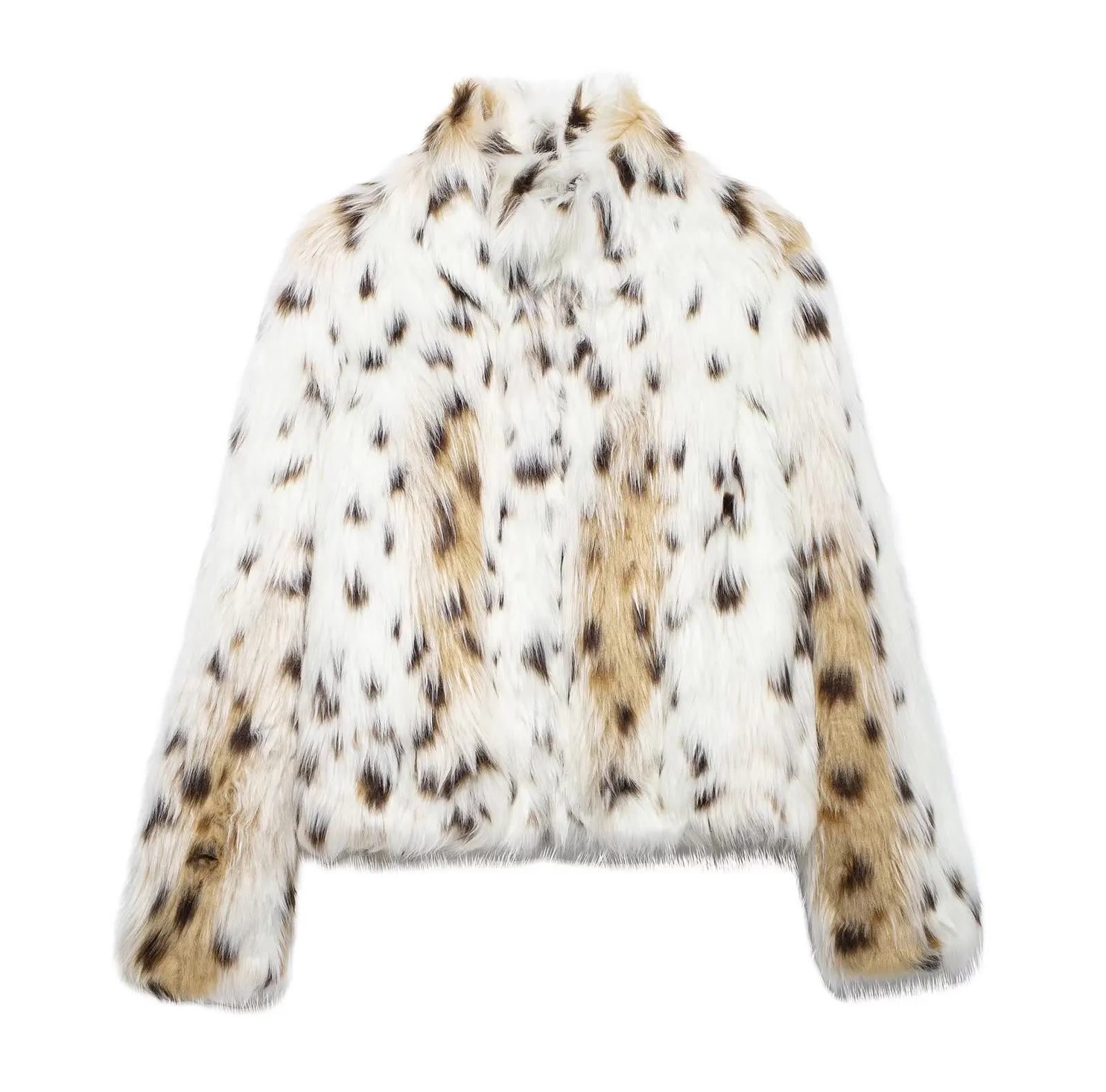 TRAF Print Faux Fur Coat Women Long Sleeve Winter Coats Woman 2024 in Outerwears for Fluffy Jacket 241120