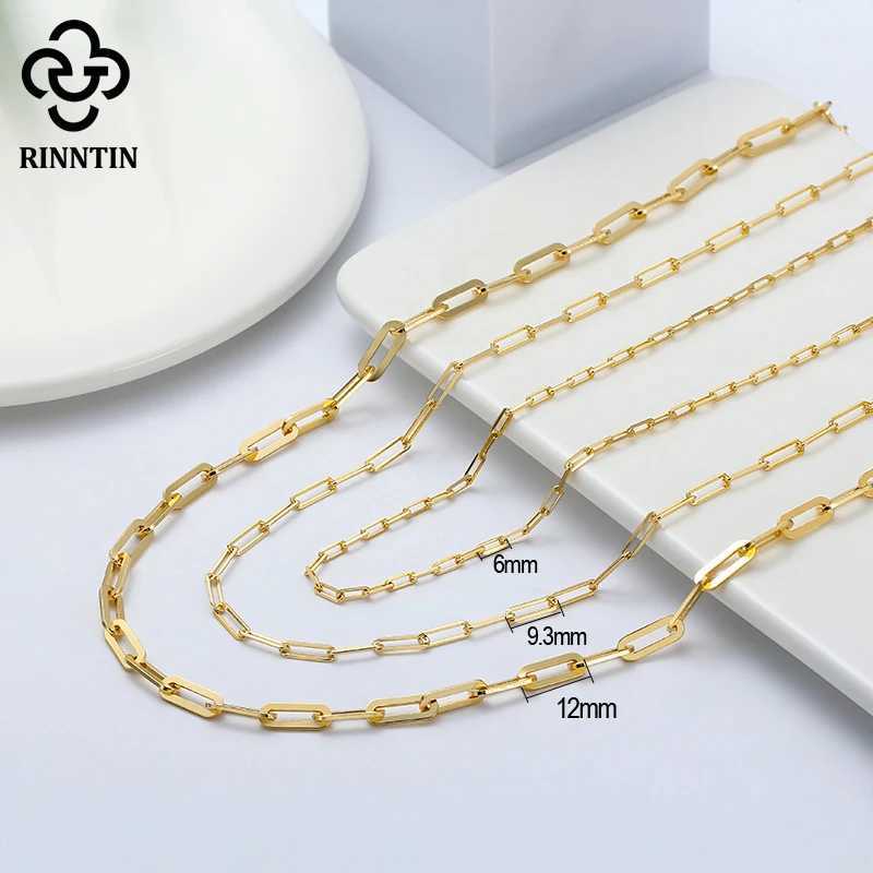 Rinntin 925 Sterling Silver Paperclip Neck Chain Fashion 14K Gold Link Chain Necklaces for Wen Silver Dainty Jewelry SC39 X250516