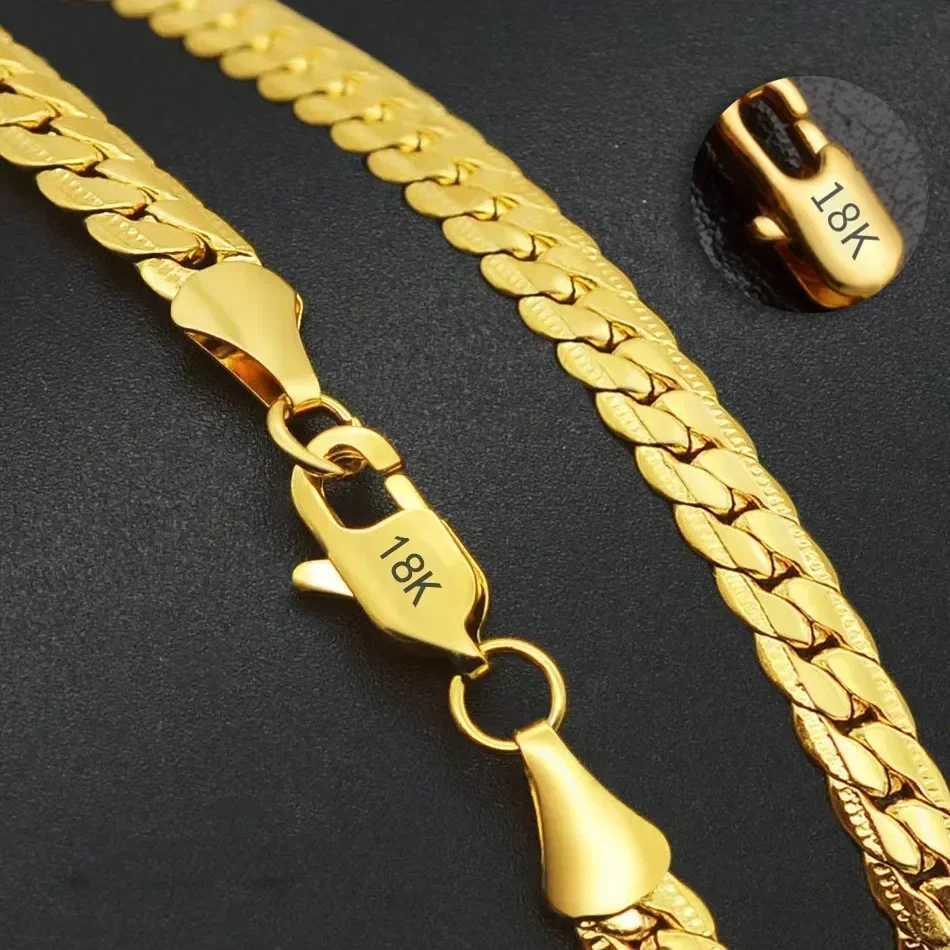 Newly arrived 925 sterling silver 6MM 18K gold full side Figaro chain necklace suitable for women and men fashion wedding designer jewelry X241123