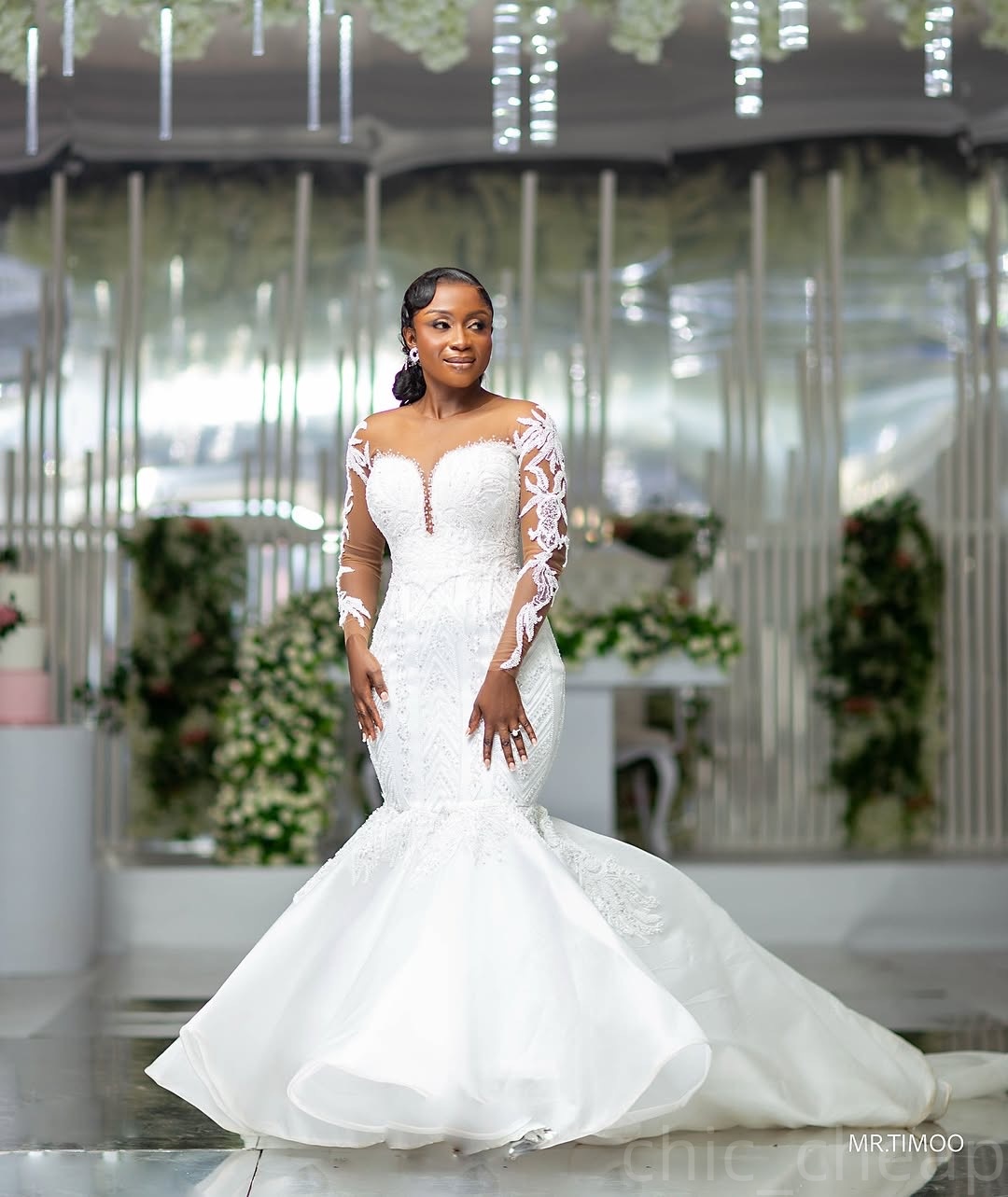 2024 White Lace Mermaid Wedding Dresses Beaded Sheer Neck Full Sleeves Organza Elegant Vintage Bridal Gowns Plus Size Dress For Brides