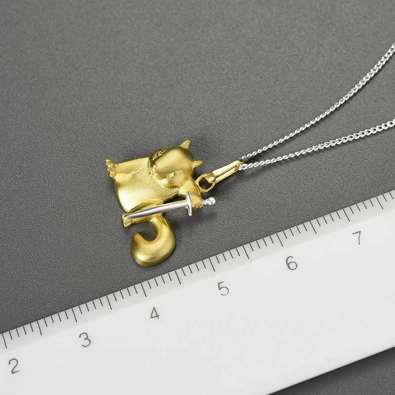 Lotus Fun 18K gold cute squirrel pendant genuine 925 sterling silver animal necklace womens original fashion jewelry X241123